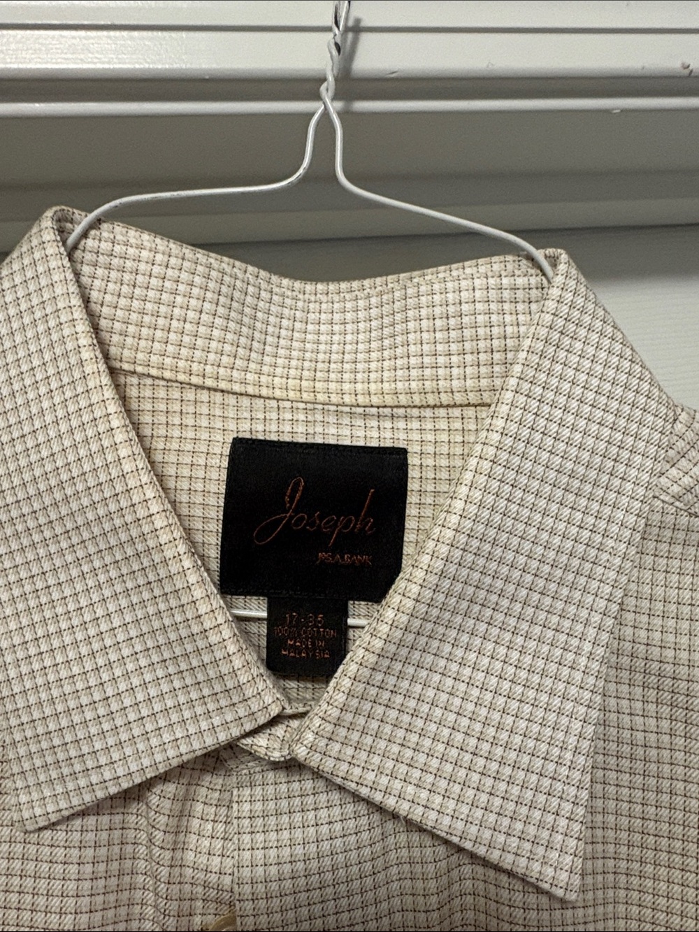 Joseph Men's Cream Checked Dress Shirt